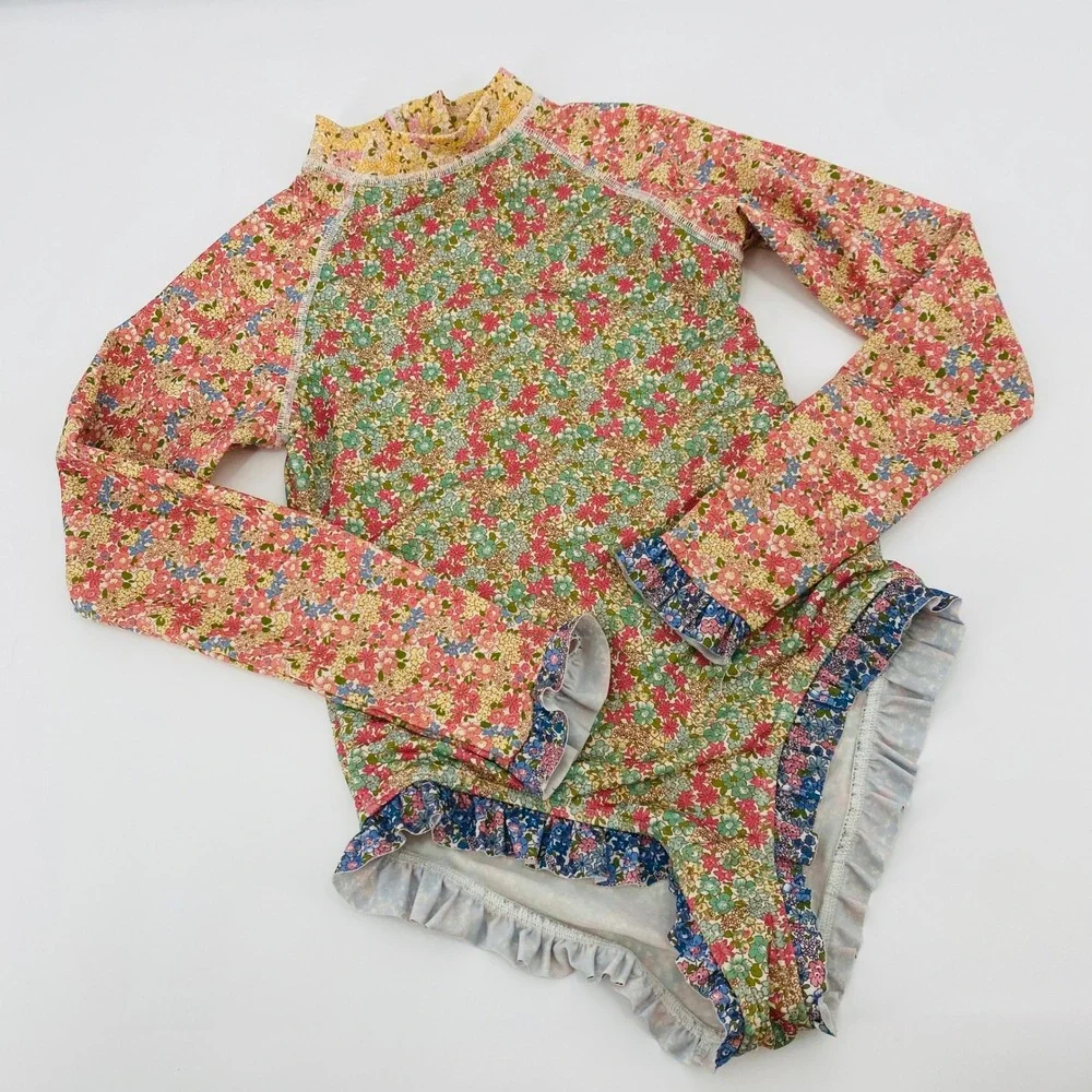 Marlo ditsy floral rashie Long Sleeve‎ Ruffle Rash Guard One Piece
